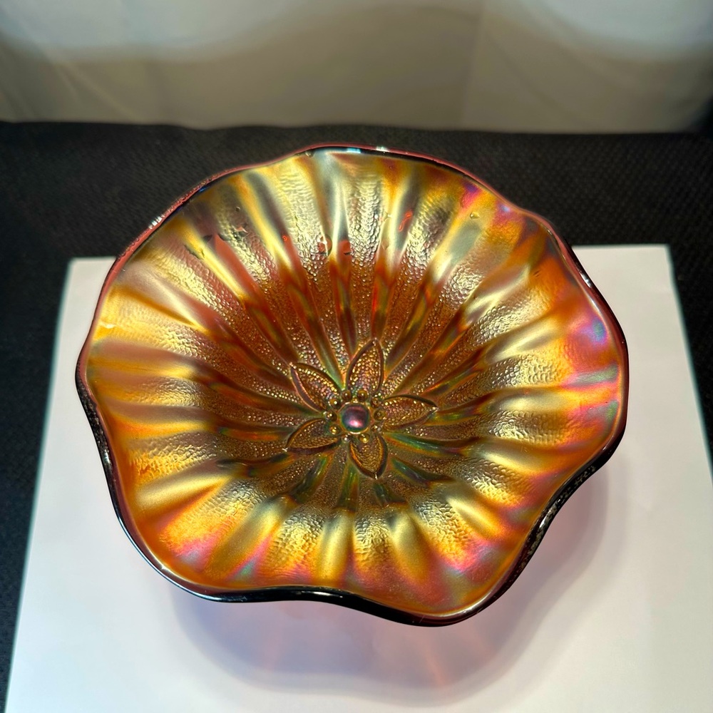Amethyst Carnival Glass, Millersburg Boutonniere Compote, RADIUM
